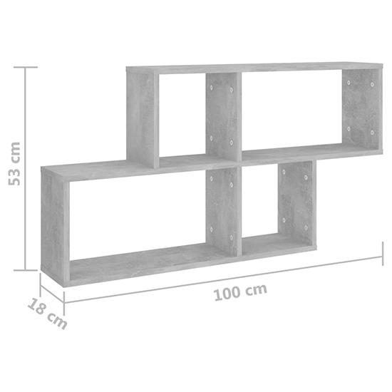Akua Wooden Wall Cube Shelf In Concrete Effect
