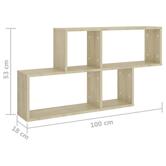 Akua Wooden Wall Cube Shelf In Sonoma Oak
