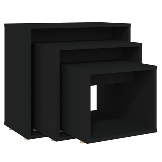 Akuna Wooden Nest Of 3 Tables In Black