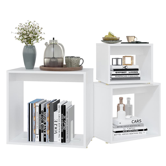 Akuna Wooden Nest Of 3 Tables In White