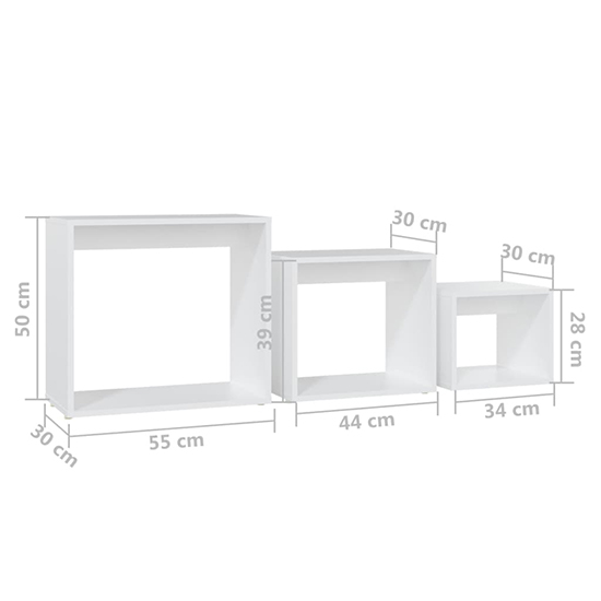 Akuna Wooden Nest Of 3 Tables In White