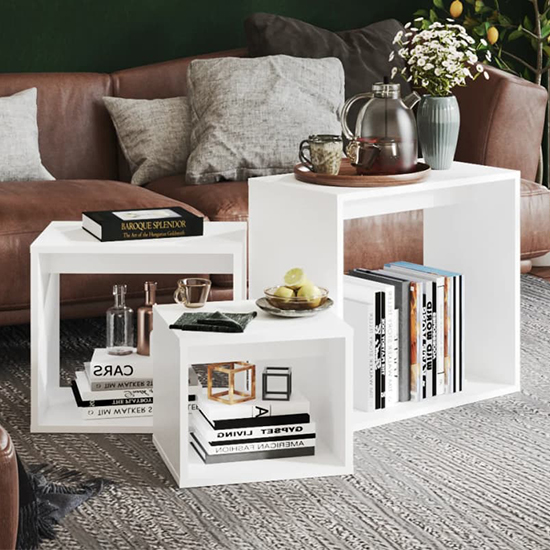 Akuna Wooden Nest Of 3 Tables In White
