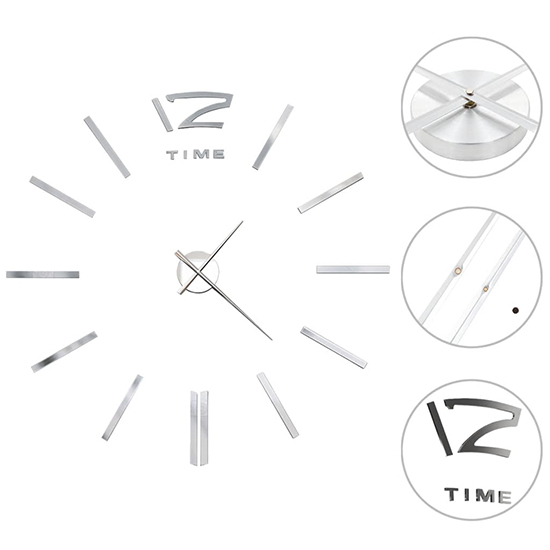 Alabama EVA Modern Design 3D Wall Clock In High Gloss Silver