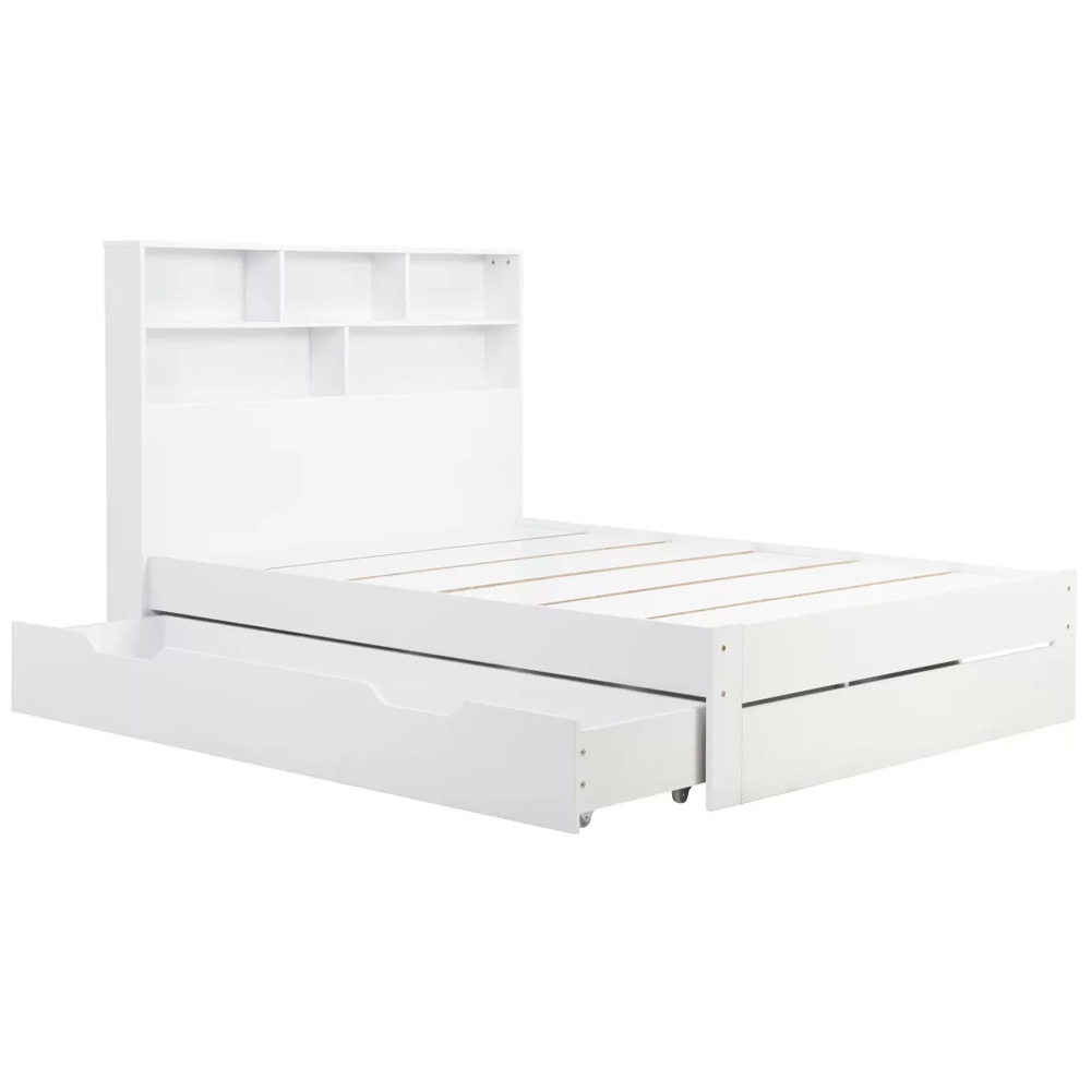 Alafia Wooden Storage King Size Bed With 1 Drawer In White