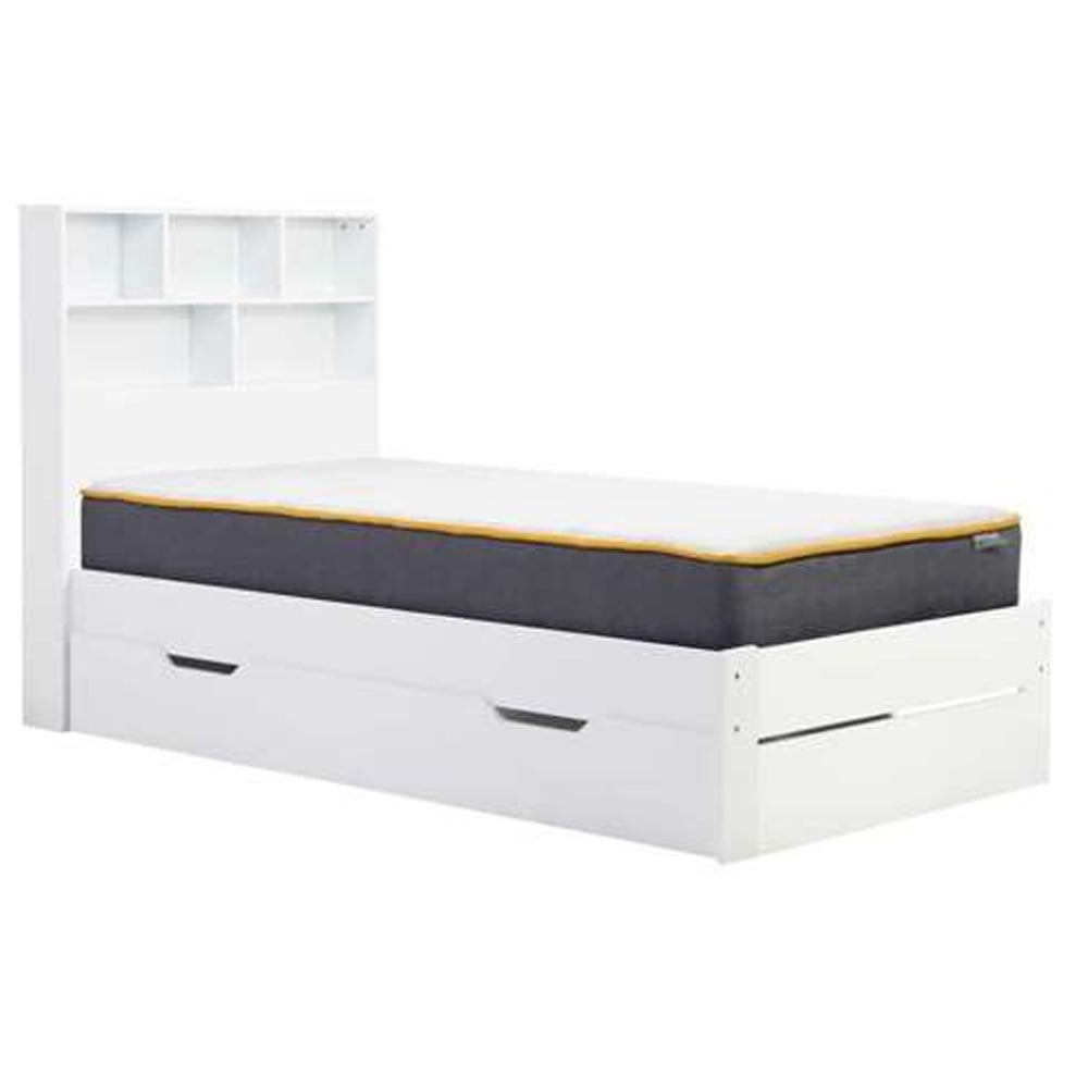 Alafia Wooden Storage Single Bed In White