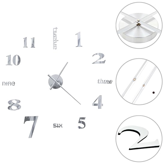 Alagan EVA Modern Design 3D Wall Clock In High Gloss Silver