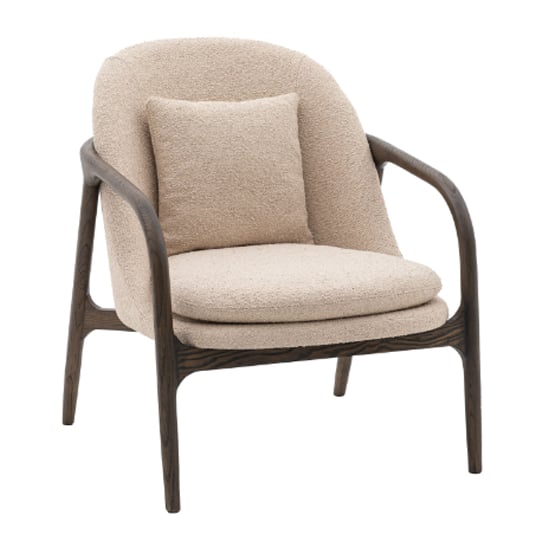 Allegra Fabric Armchair With Wooden Frame In Taupe