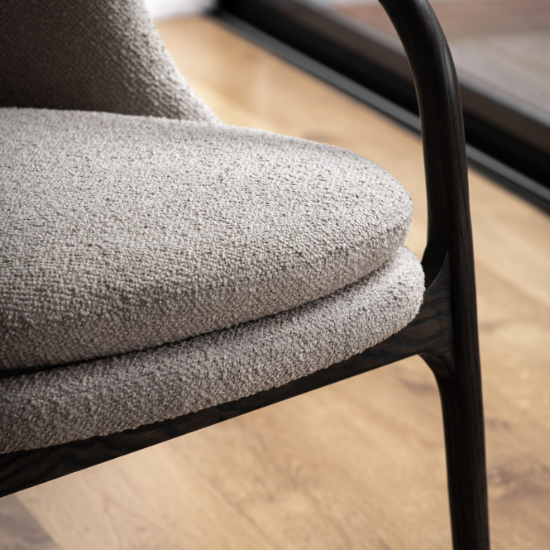 Allegra Fabric Armchair With Wooden Frame In Taupe