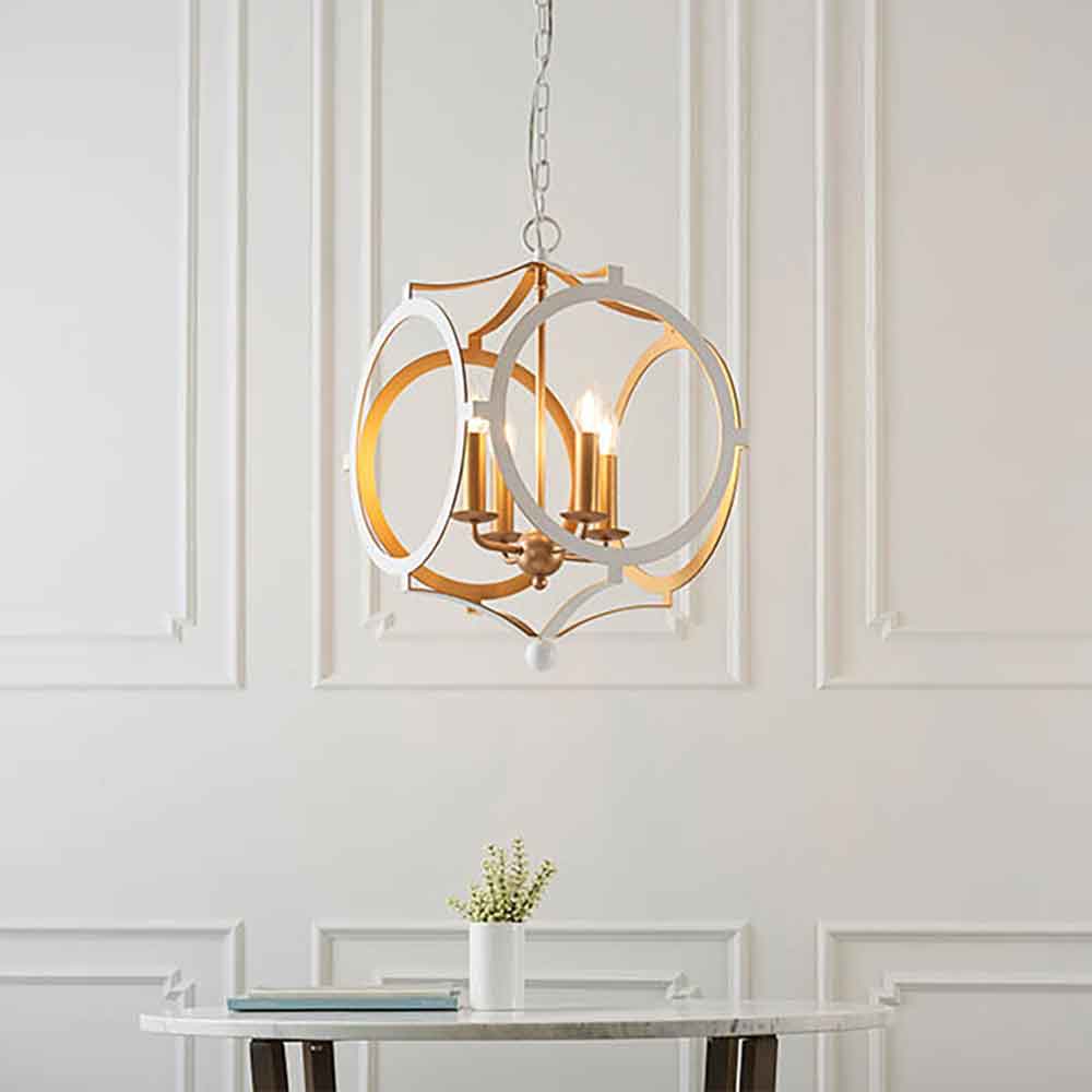 Alameda Metal Pendent Ceiling Light In Gold And White