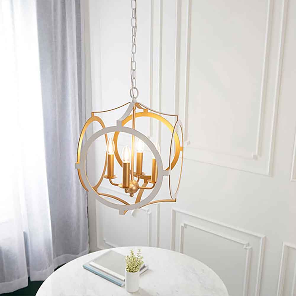 Alameda Metal Pendent Ceiling Light In Gold And White
