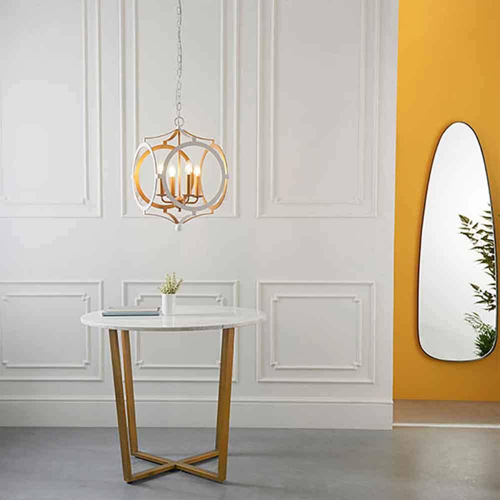 Alameda Metal Pendent Ceiling Light In Gold And White