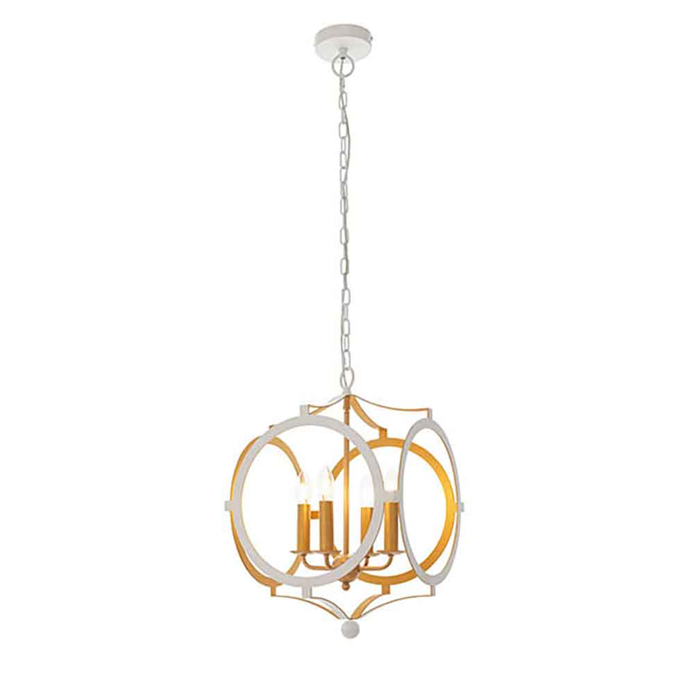 Alameda Metal Pendent Ceiling Light In Gold And White