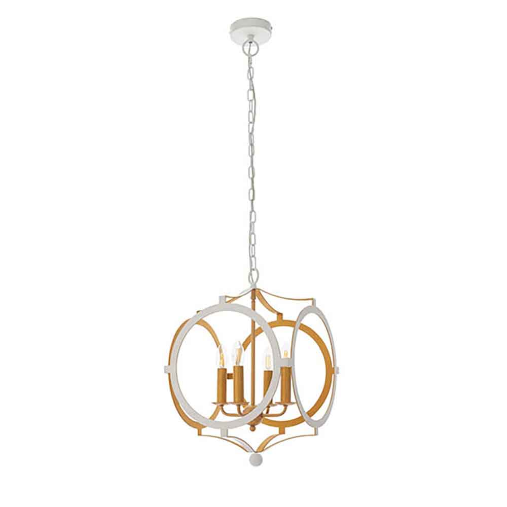 Alameda Metal Pendent Ceiling Light In Gold And White