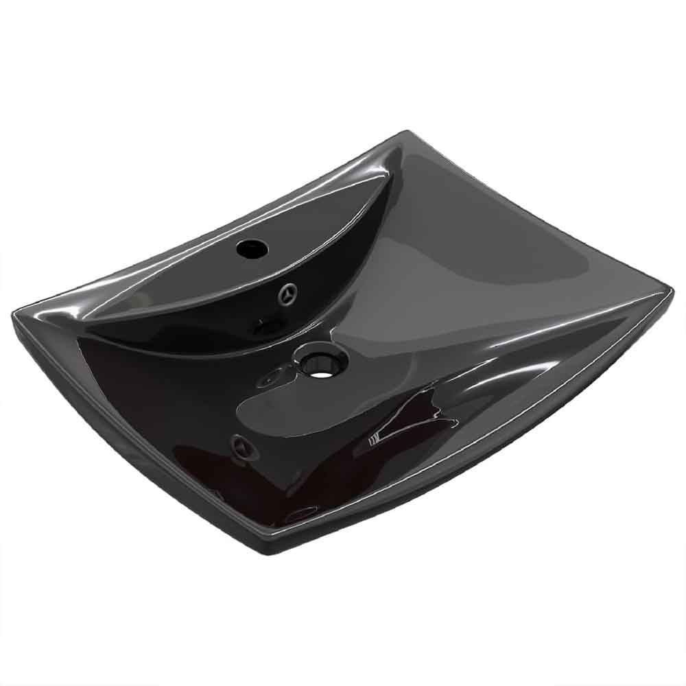 Alamosa Rectangular Countertop Basin Without Waste 600mm Wide 1TH - Black