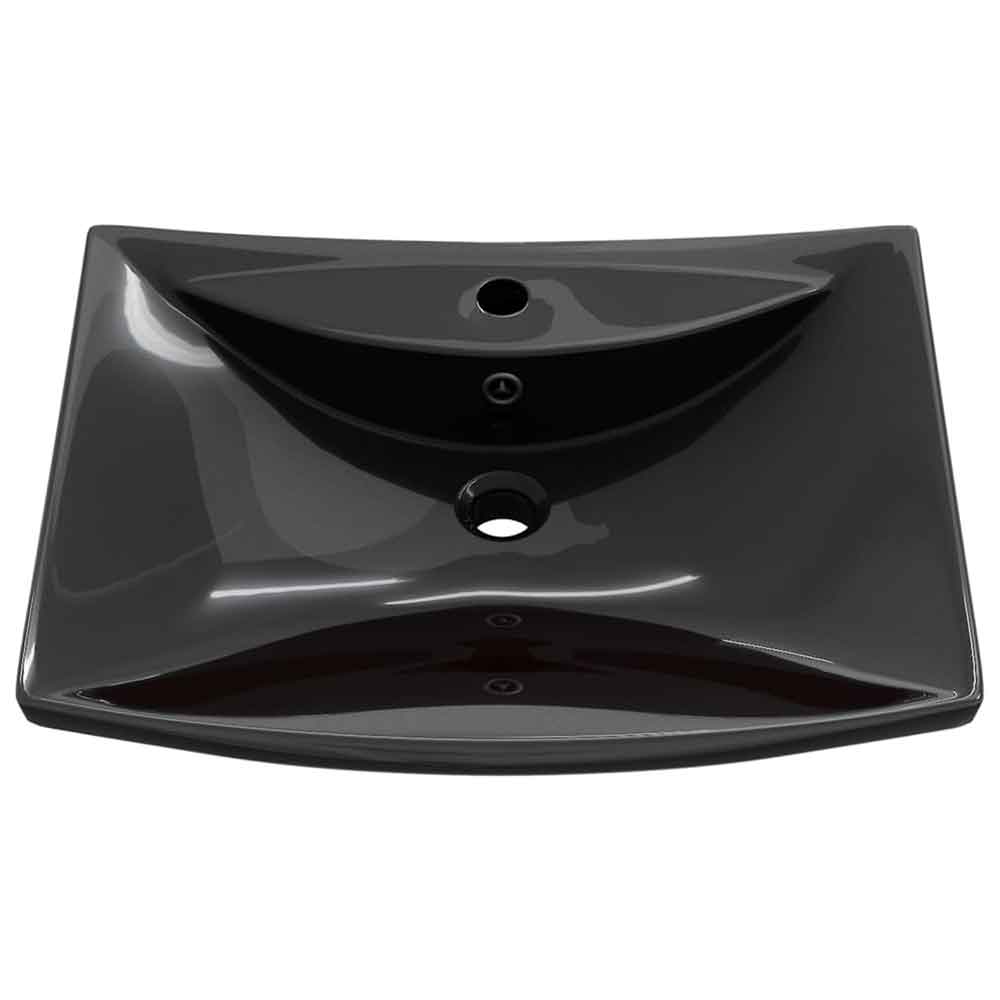 Alamosa Rectangular Countertop Basin Without Waste 600mm Wide 1TH - Black
