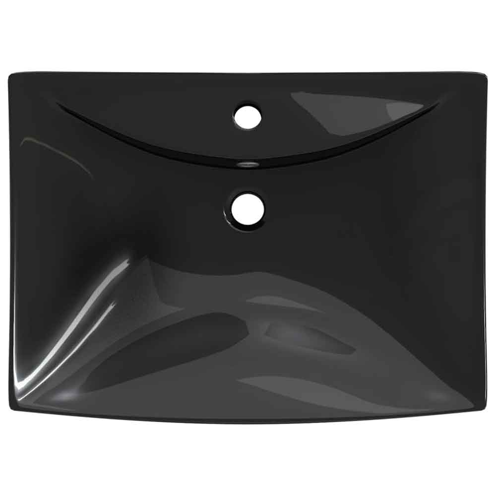 Alamosa Rectangular Countertop Basin Without Waste 600mm Wide 1TH - Black