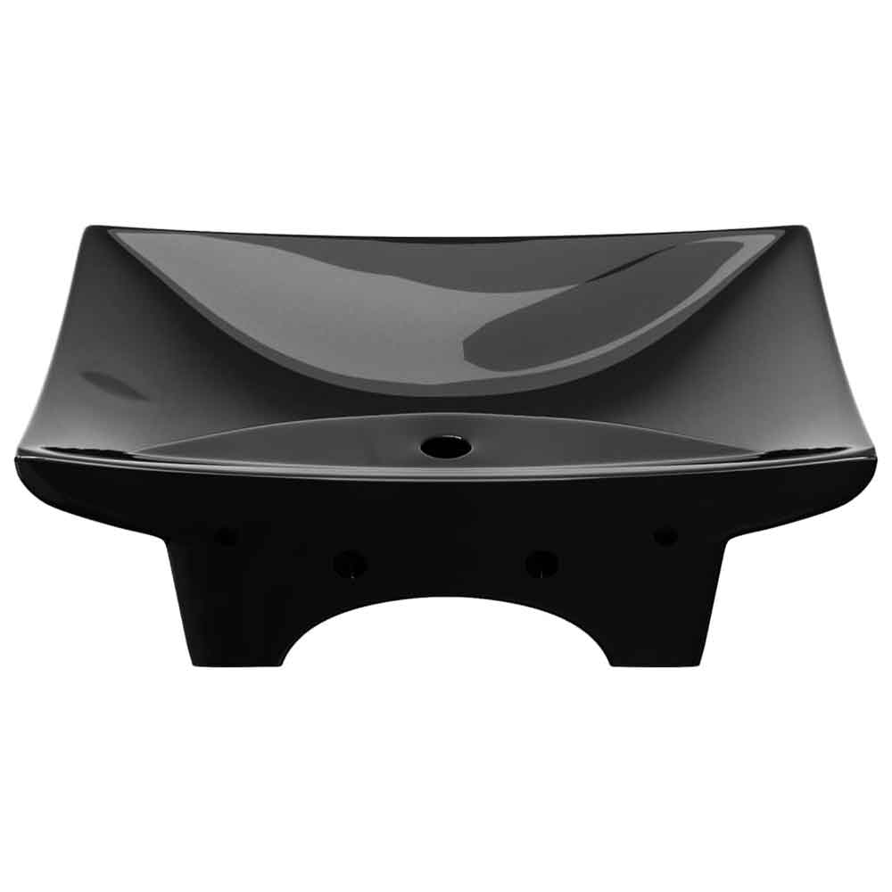 Alamosa Rectangular Countertop Basin Without Waste 600mm Wide 1TH - Black