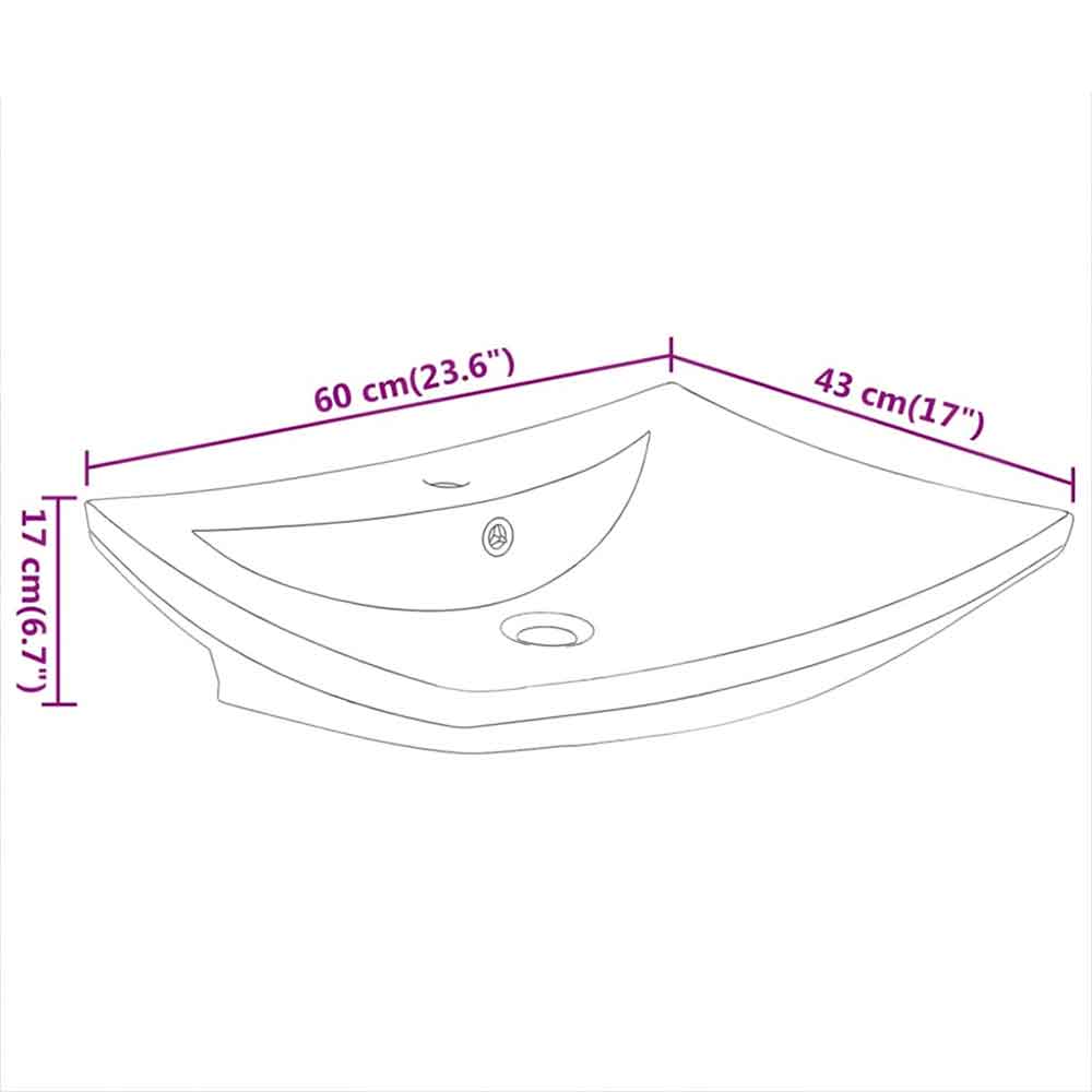 Alamosa Rectangular Countertop Basin Without Waste 600mm Wide 1TH - Black