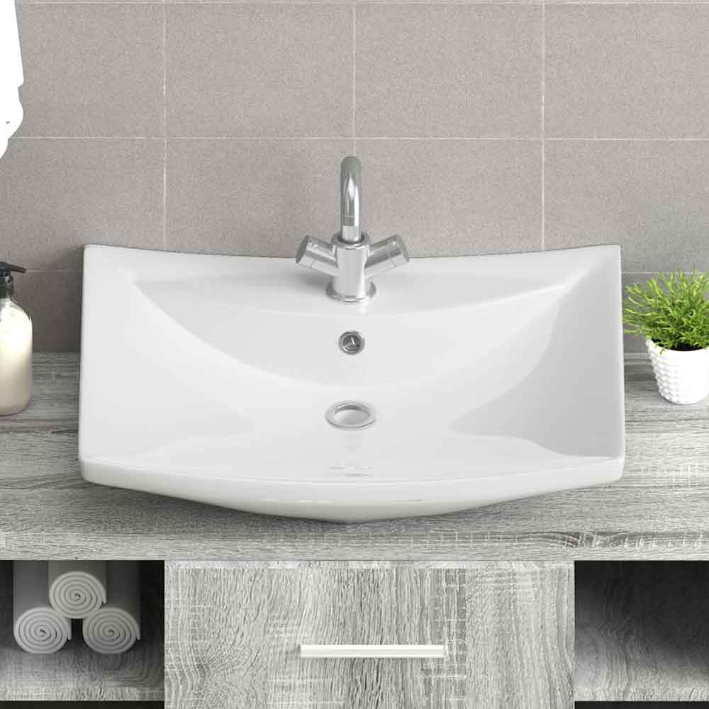Alamosa Rectangular Countertop Basin Without Waste 600mm Wide 1TH - White