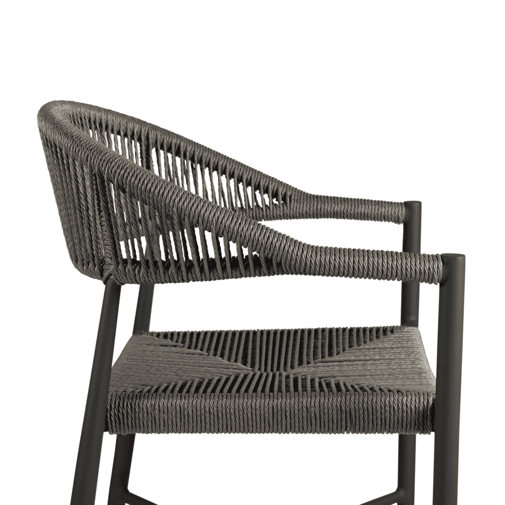 Alamosa Dark Grey Rattan Bar Stools With Aluminium Frame In Pair
