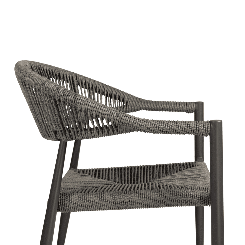 Alamosa Rattan Armchair With Aluminium Frame In Dark Grey