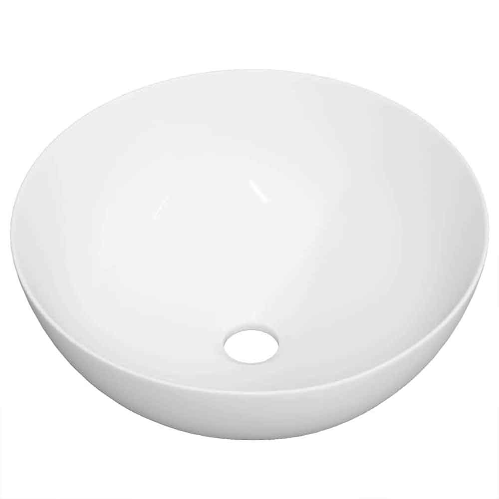 Alamosa Round Countertop Basin Without Waste 360mm Wide 0TH - White