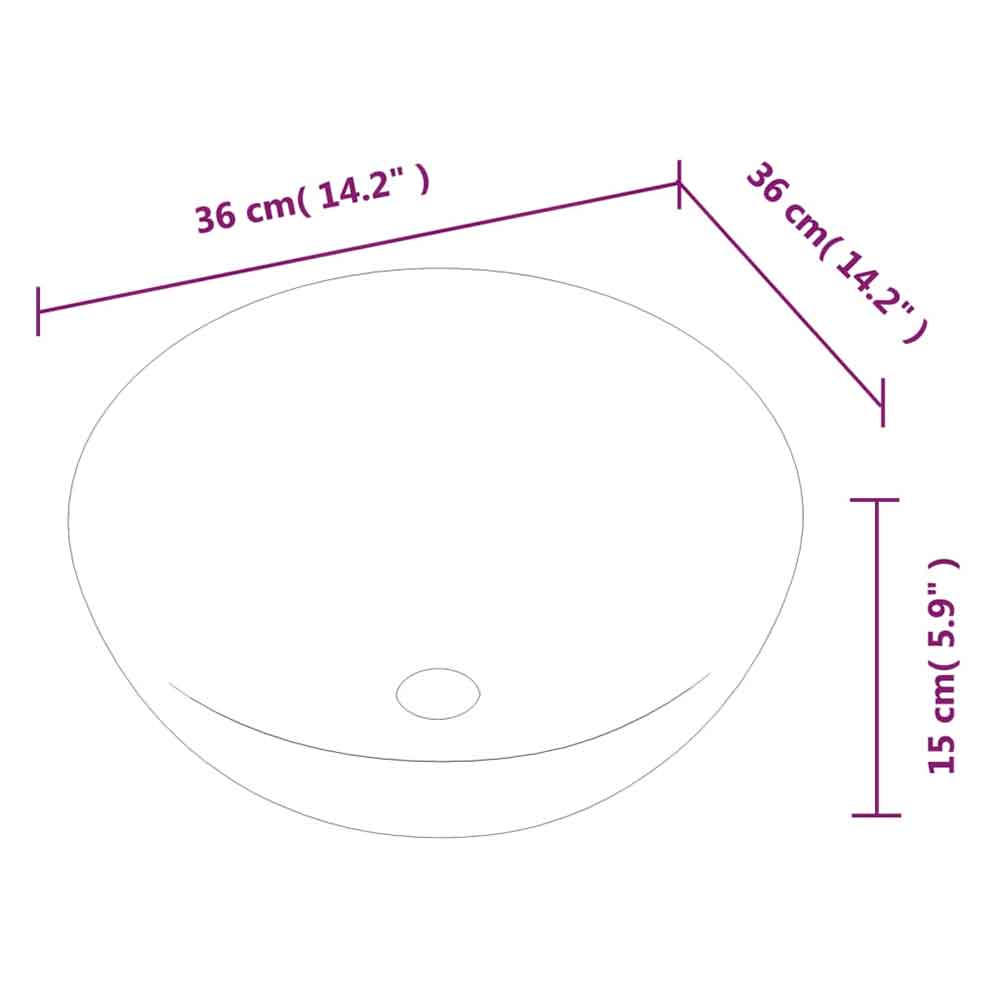 Alamosa Round Countertop Basin Without Waste 360mm Wide 0TH - White