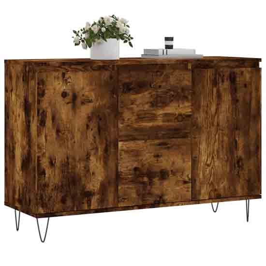 Alamosa Wooden Sideboard With 2 Doors 2 Drawers In Smoked Oak