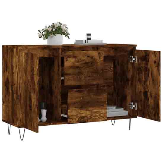 Alamosa Wooden Sideboard With 2 Doors 2 Drawers In Smoked Oak