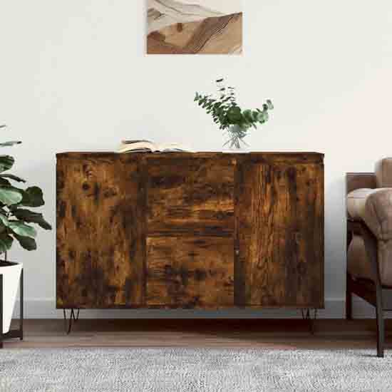 Product photograph of Alamosa Wooden Sideboard With 2 Doors 2 Drawers In Smoked Oak from Furniture in Fashion
