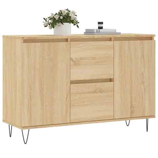 Alamosa Wooden Sideboard With 2 Doors 2 Drawers In Sonoma Oak