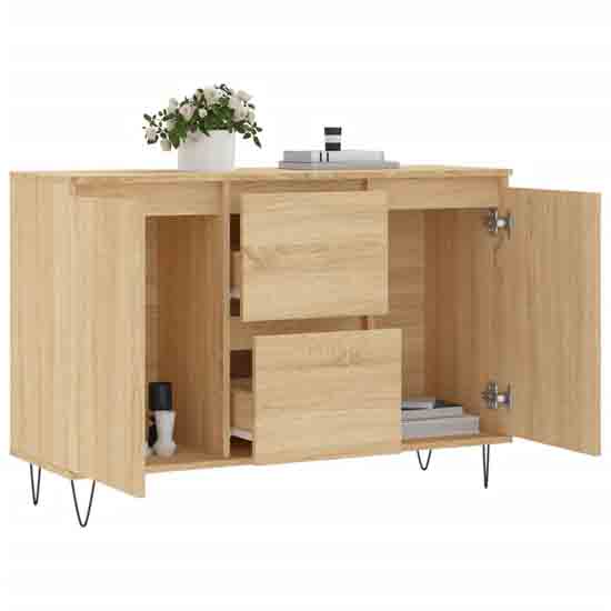 Alamosa Wooden Sideboard With 2 Doors 2 Drawers In Sonoma Oak