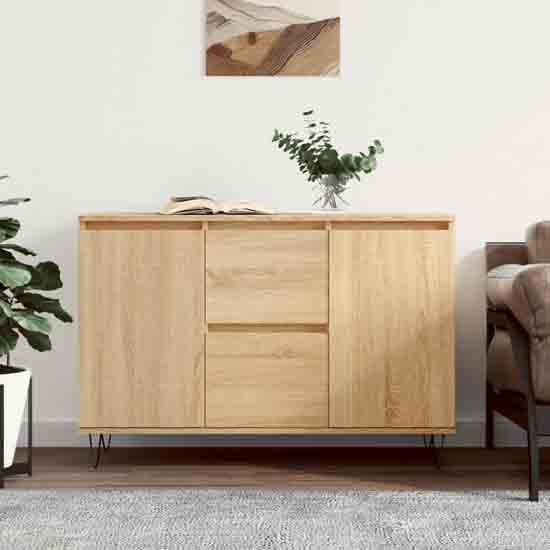 Alamosa Wooden Sideboard With 2 Doors 2 Drawers In Sonoma Oak