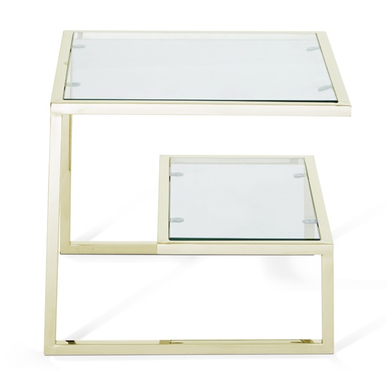 Alana Glass Lamp Table Square In Clear With Gold Frame Furniture in