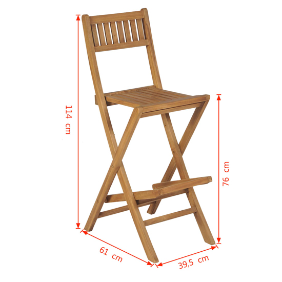 Alani Outdoor Natural Wooden Folding Bar Chairs In A Pair