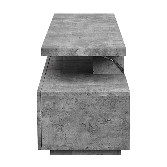 Alanis Wooden TV Stand With Storage In Concrete And LED Lights