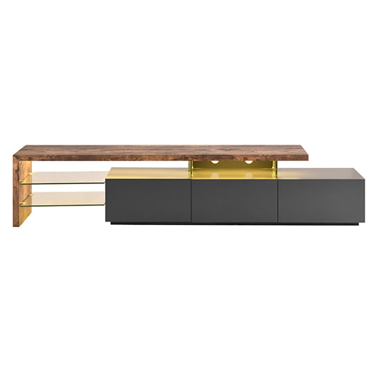 Alanis Wooden TV Stand With Storage In Rustic Oak And LED Lights