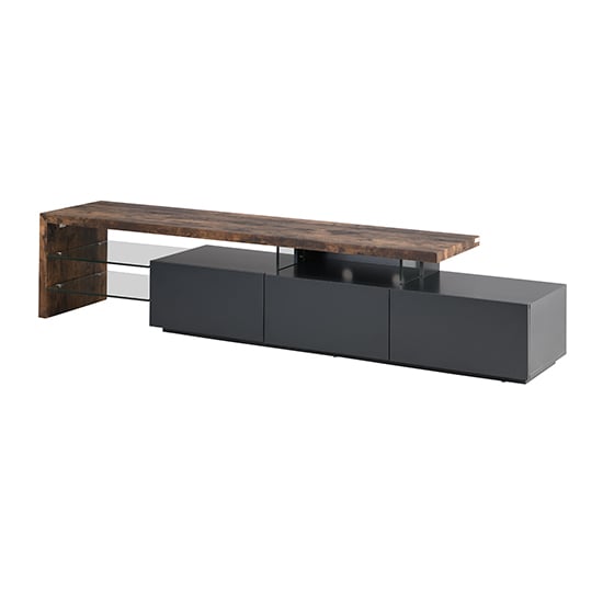 Alanis Wooden TV Stand With Storage In Rustic Oak And LED Lights