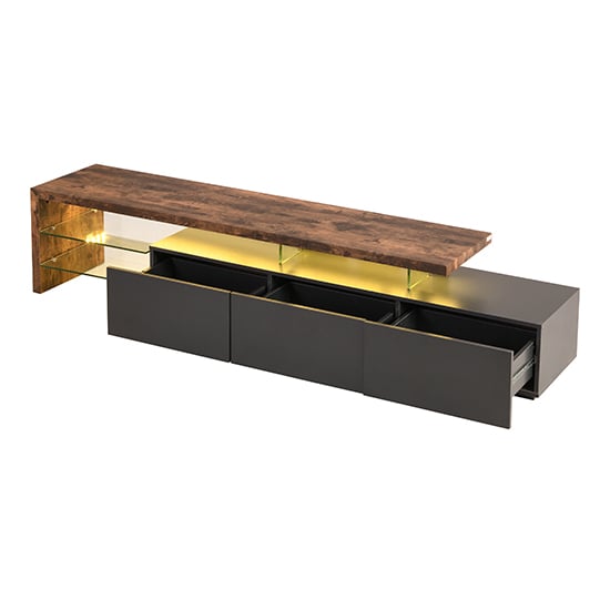 Alanis Wooden TV Stand With Storage In Rustic Oak And LED Lights