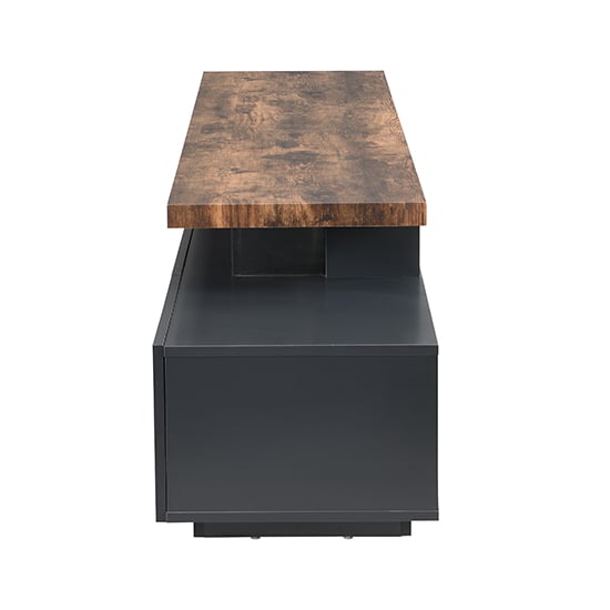 Alanis Wooden TV Stand With Storage In Rustic Oak And LED Lights