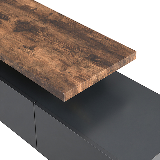 Alanis Wooden TV Stand With Storage In Rustic Oak And LED Lights