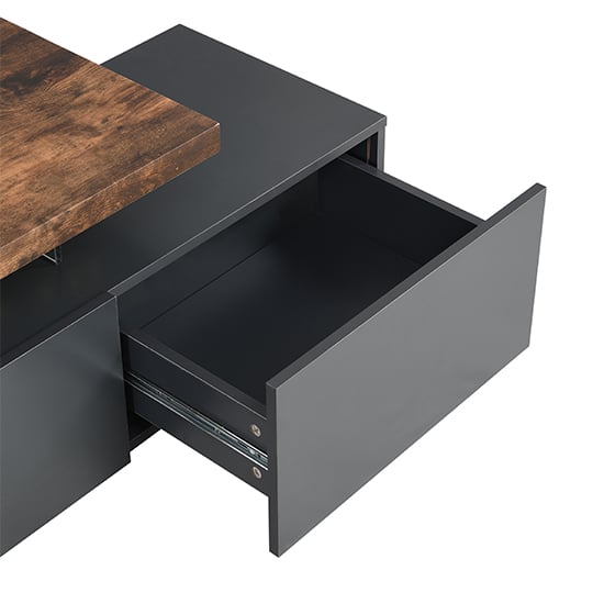 Alanis Wooden TV Stand With Storage In Rustic Oak And LED Lights