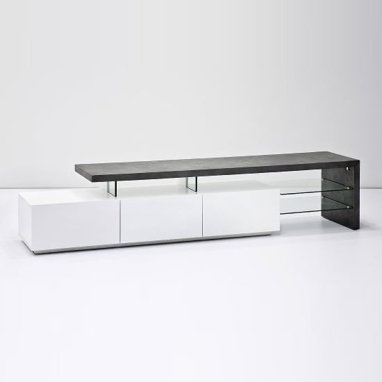 Alanis Modern TV Stand In Concrete And Matt White With
