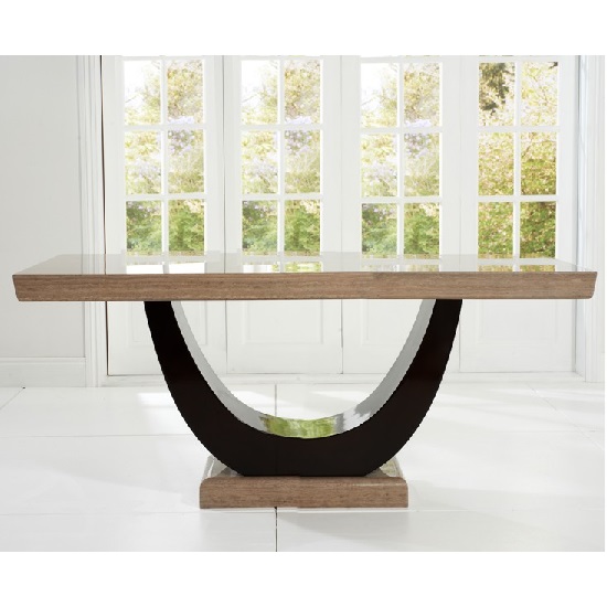 Allie Marble Dining Table In Light And Dark Brown Furniture in Fashion