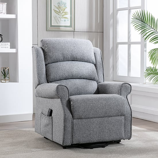 Alanya Fabric Dual Motor Riser Recliner Chair In Grey