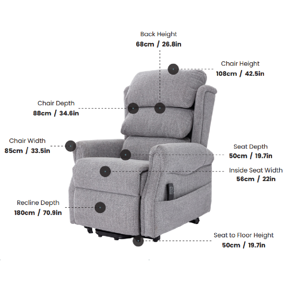 Alanya Fabric Electric Recliner Chair In Grey