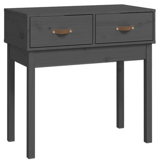 Alanya Pinewood Console Table With 2 Drawers In Grey