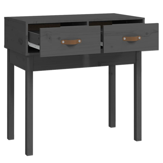 Alanya Pinewood Console Table With 2 Drawers In Grey