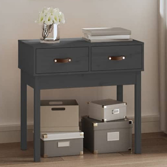 Read more about Alanya pinewood console table with 2 drawers in grey