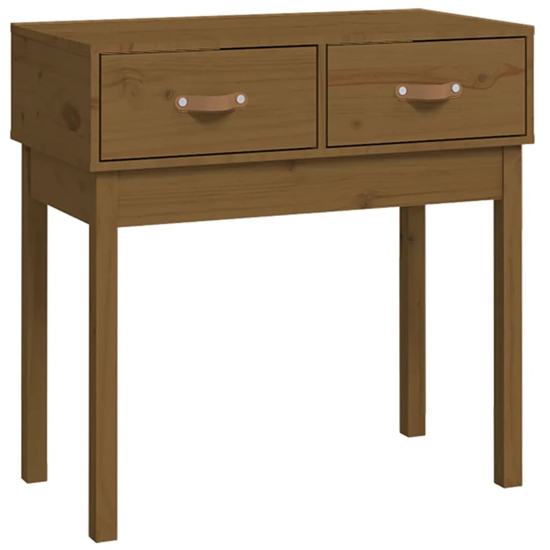 Alanya Pinewood Console Table With 2 Drawers In Honey Brown